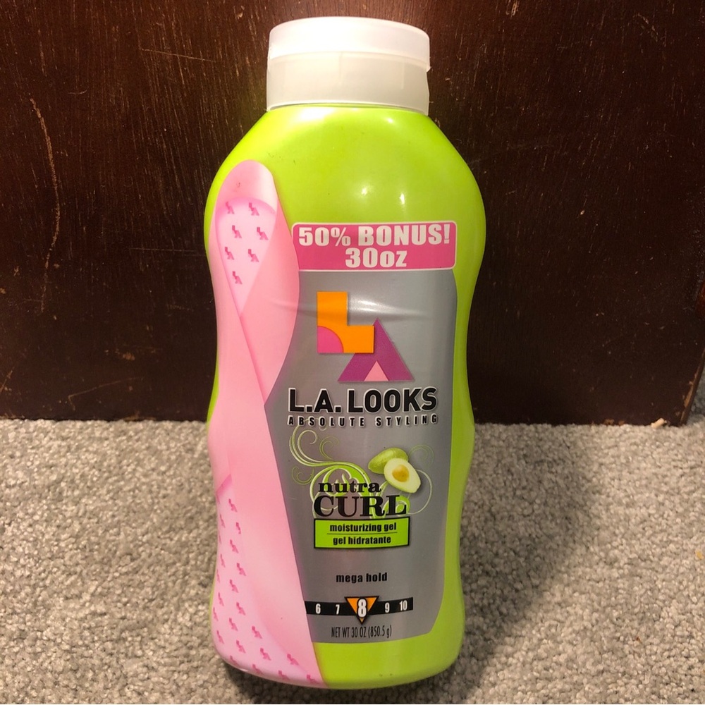 LA Looks Nutra Curl Perfect Curl Hair Gel, Level Mega 8 Hold, Clear, 30oz JUMBO
